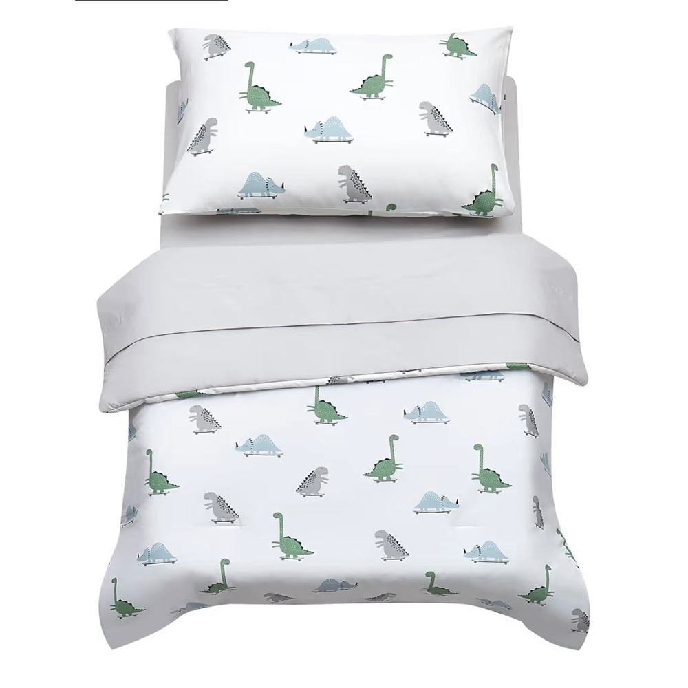 Hello Spud Dinosaur Toddler 4 Piece Bedding Set NEW Organic‎ Cotton MSRP $120 - Picture 2 of 6